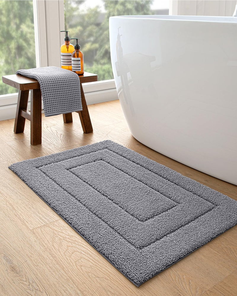 DEXI Bathroom Rug 43x24, Non Slip Washable Bath Mat for Shower Floor, Extra Large Absorbent Soft Bathmat with Rubber Backing, Quick Dry Microfiber Carpet, Grey - Image 5